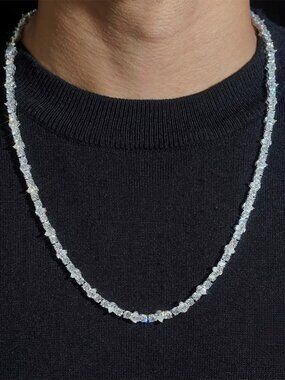4MM Pear Tennis VVS Moissanite Tennis Necklace| Solid 925 Silver | GRA Certified